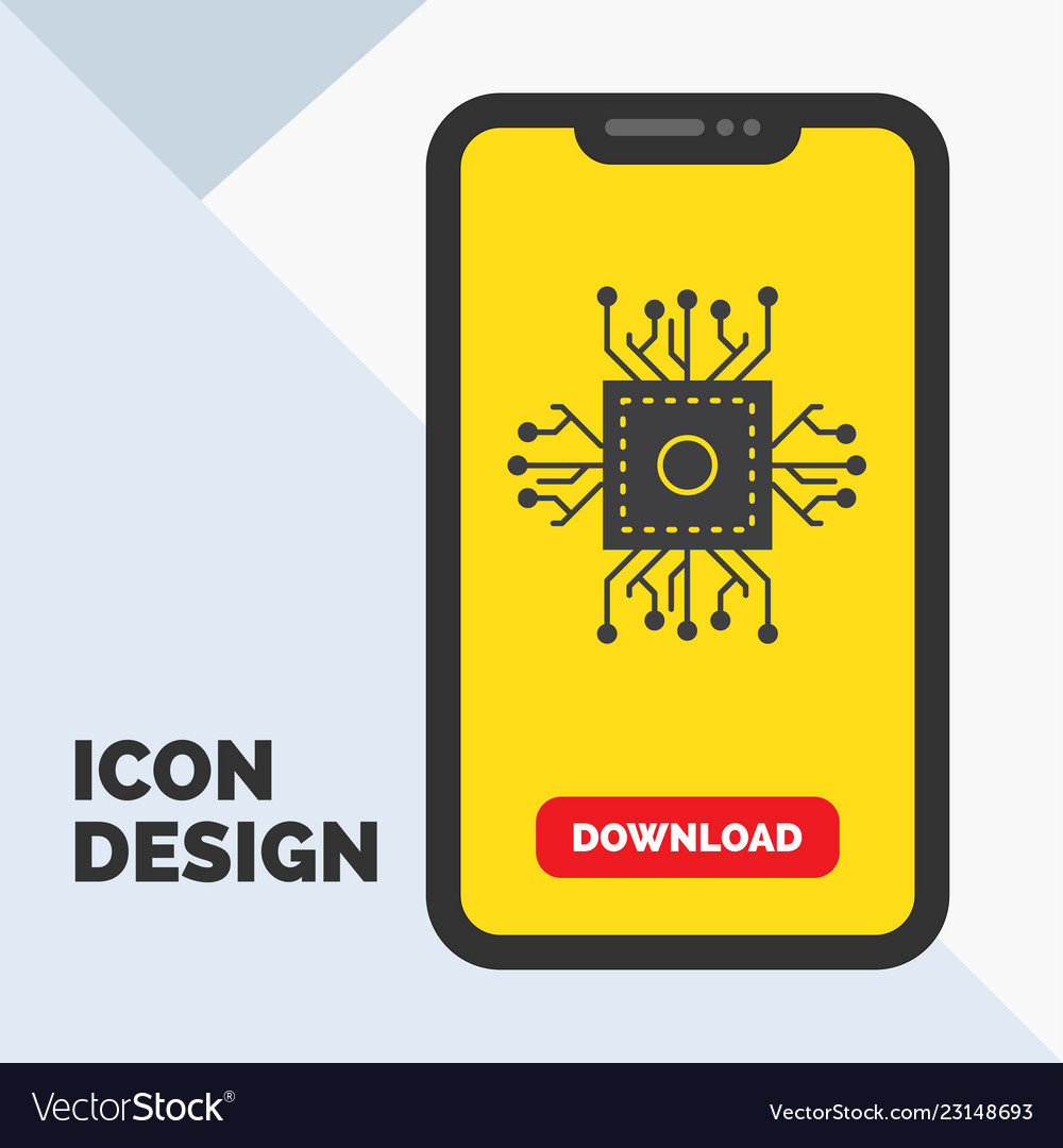 Chip cpu microchip processor technology glyph Vector Image Chip cpu microchip processor technology glyph