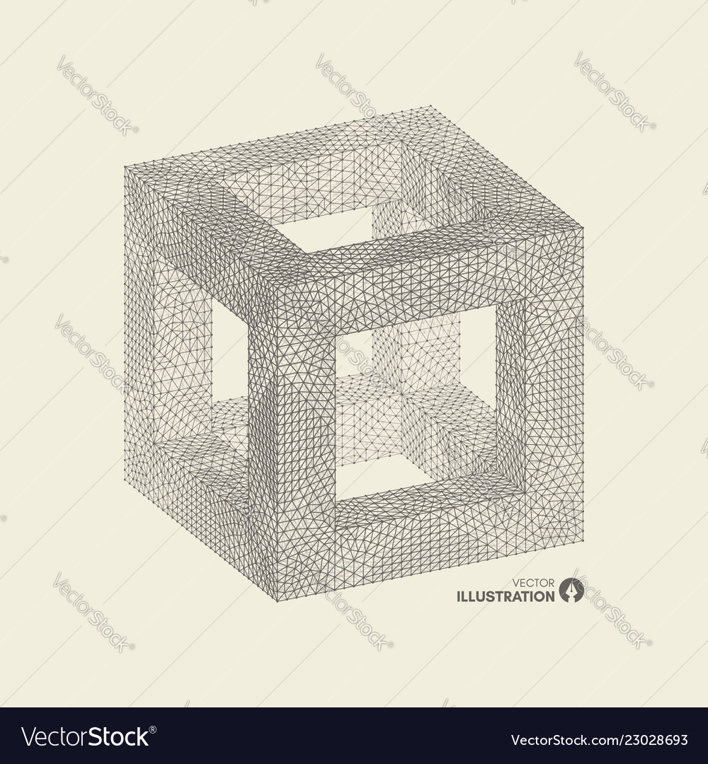 Cube connection structure 3d grid design vector image Cube connection structure 3d grid design