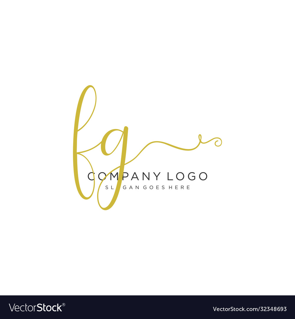 Fg initial handwriting logo design Royalty Free Vector Image