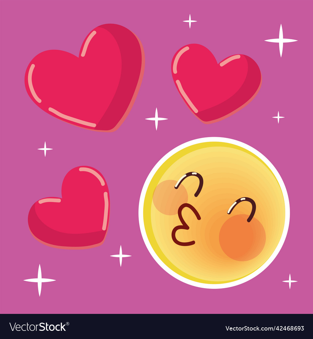 Kissing emoji love Royalty Free Vector Image VectorStock