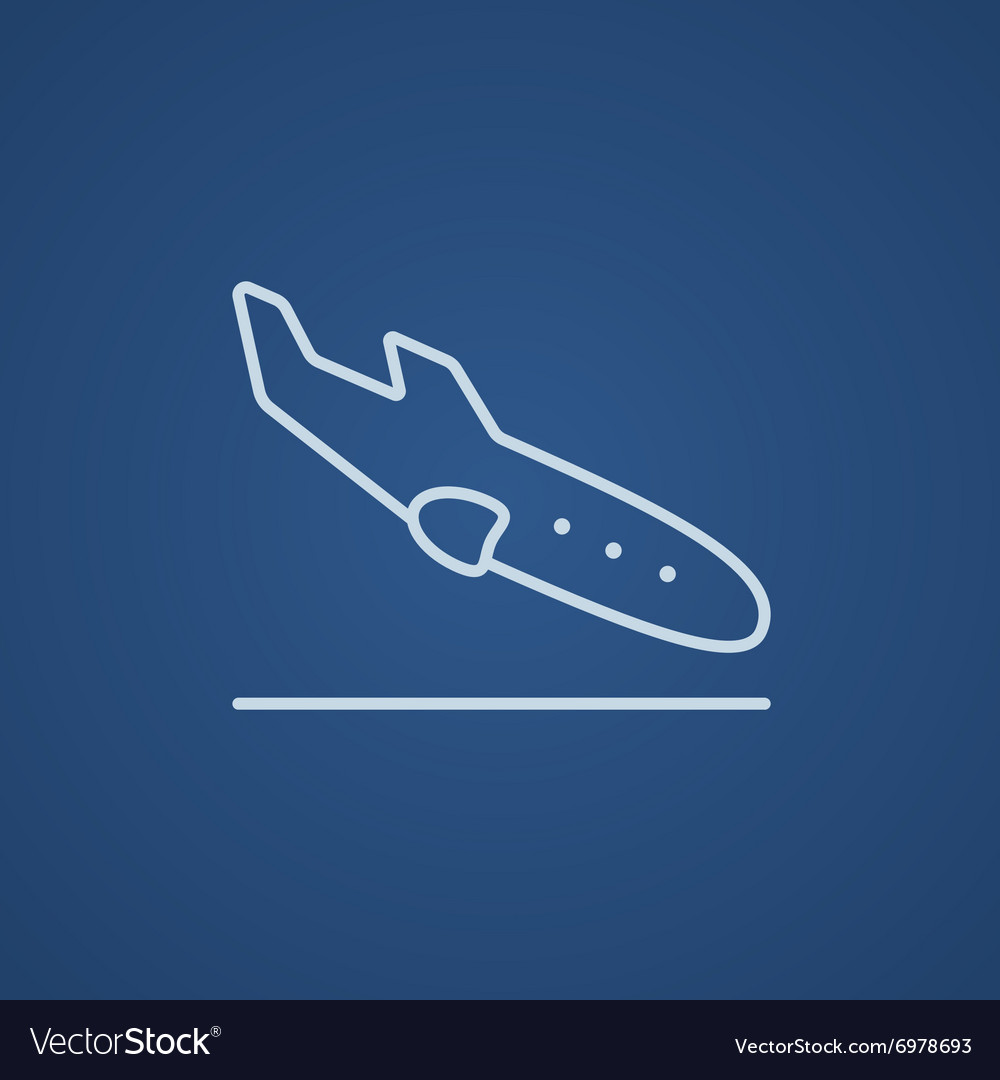 Landing aircraft line icon