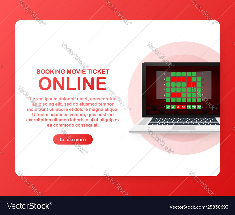 Online movie ticket booking concept laptop app