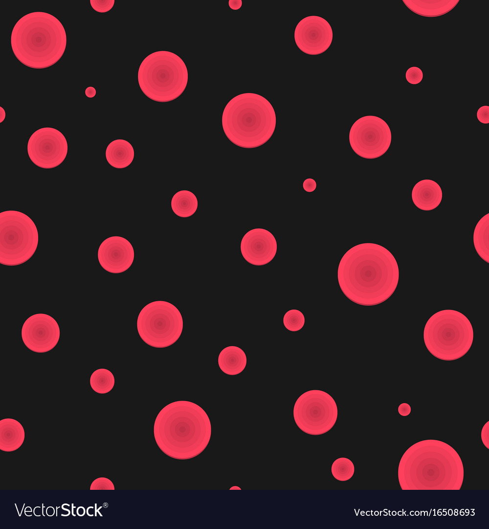 Seamless pattern with red circles on dark