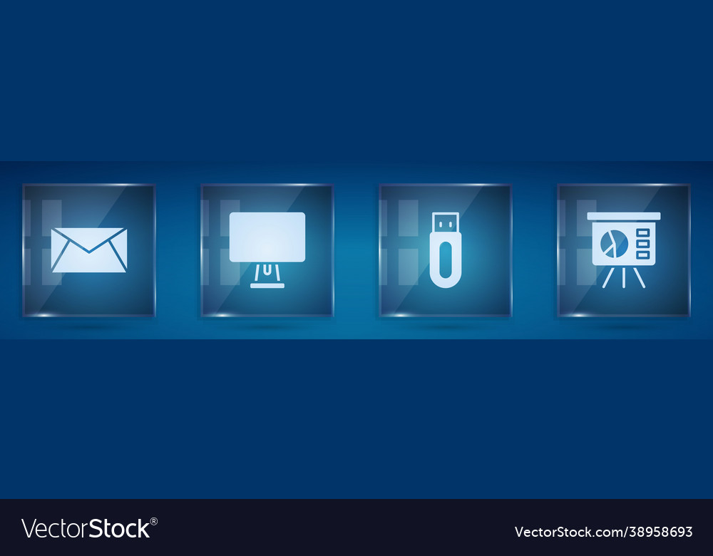 Set mail and e-mail computer monitor usb flash vector image Set mail and e-mail computer monitor usb flash