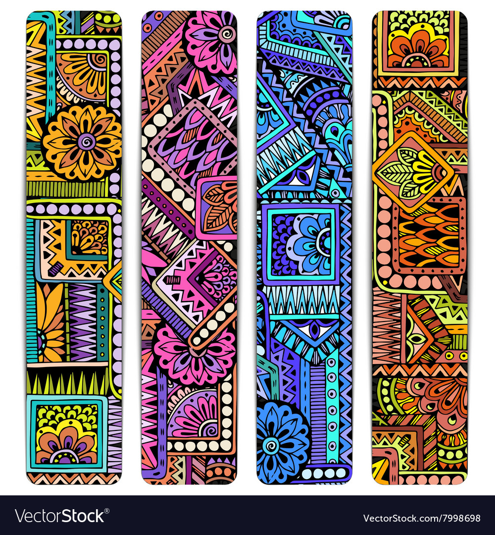 Abstract ethnic pattern card set template