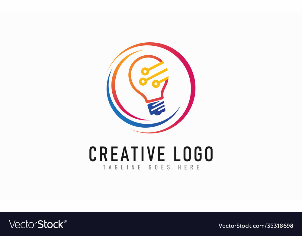 Creative bulb tech idea logo design usable Vector Image