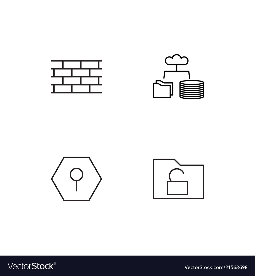 Cyber security linear icons set simple outline