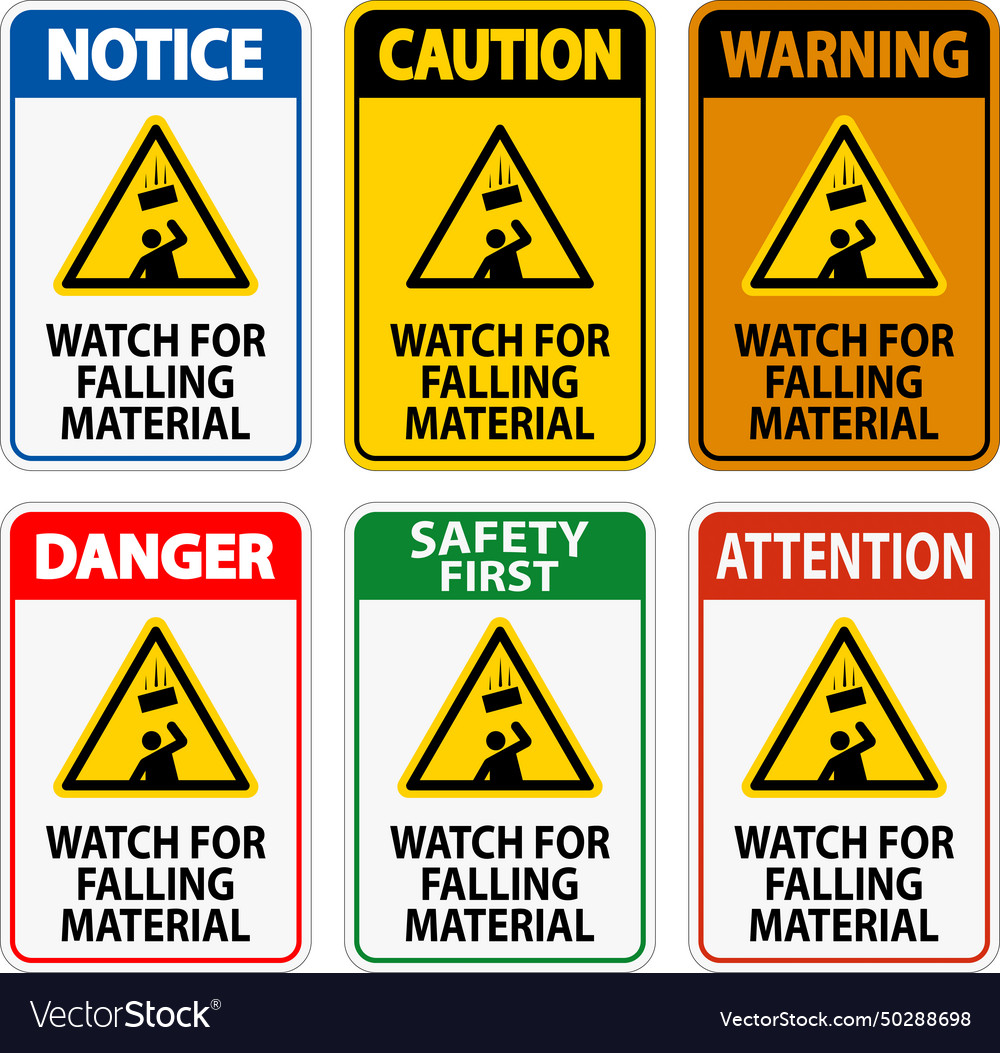 Danger sign watch for falling material vector image Danger sign watch for falling material