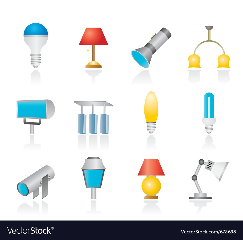 Different kind of lighting equipment Royalty Free Vector