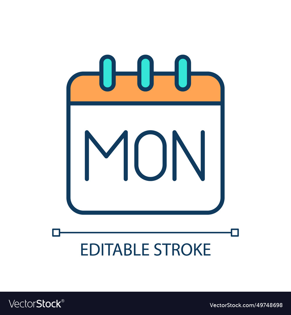 Editable simple thin line bare minimum monday icon vector image Editable simple thin line bare minimum monday icon
