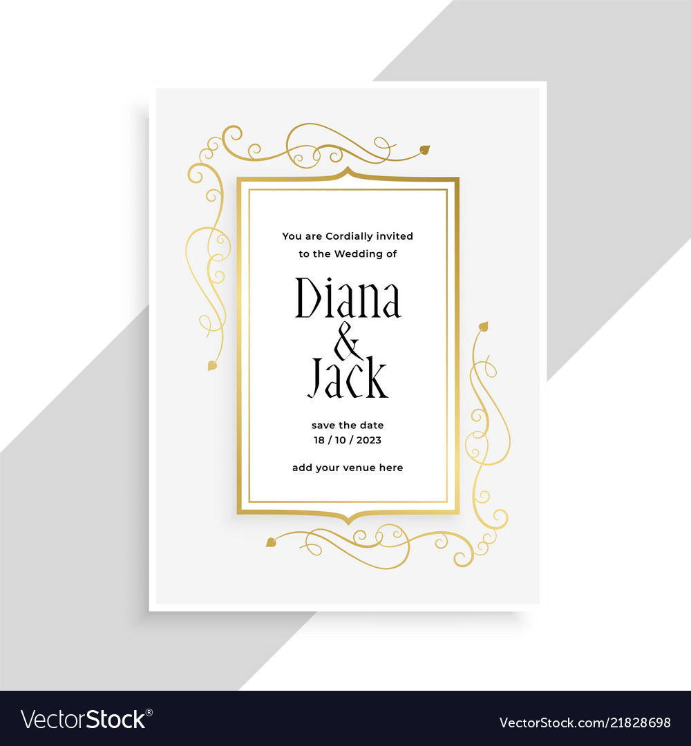 Elegant golden floral frame wedding invitation Vector Image