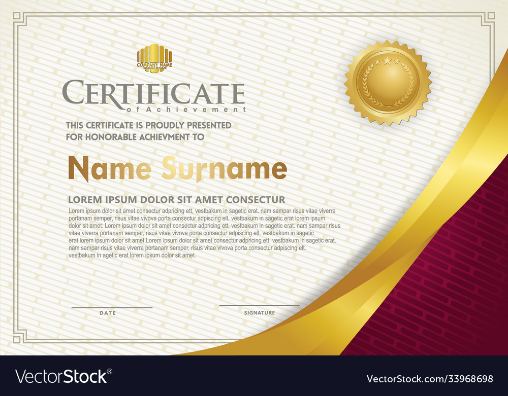 Luxury horizontal certificate template Royalty Free Vector