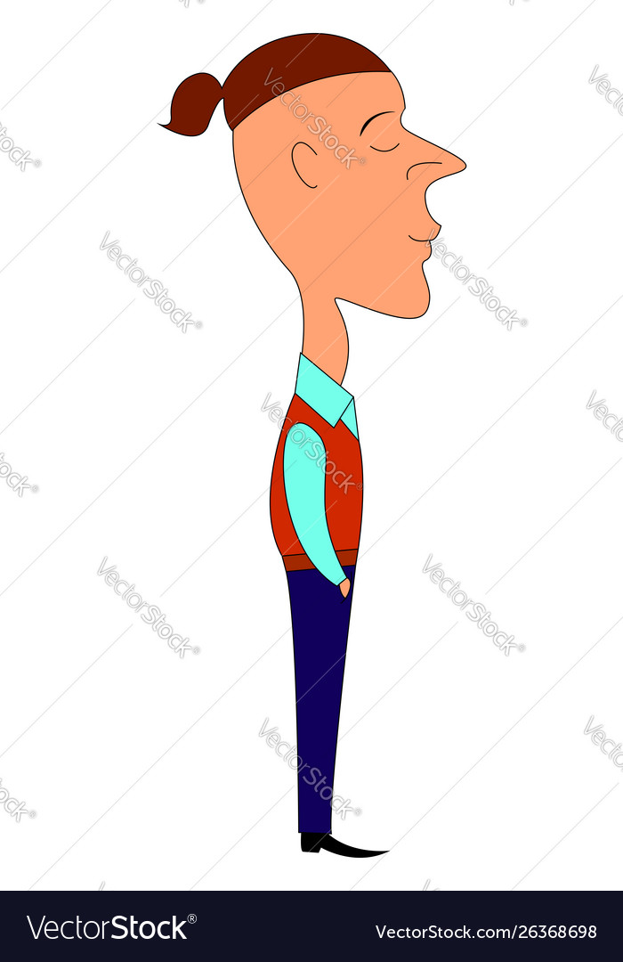 Man with bun on white background