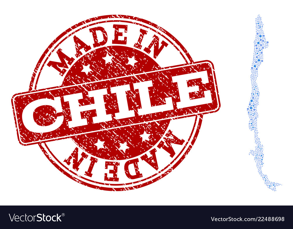 Mosaic map of chile with cog integration and made vector image Mosaic map of chile with cog integration and made