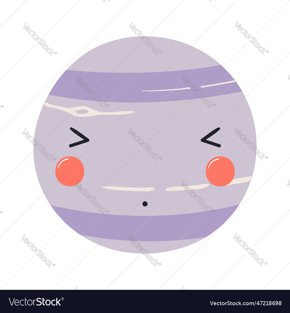 Planet neptune with kawaii face cute Royalty Free Vector