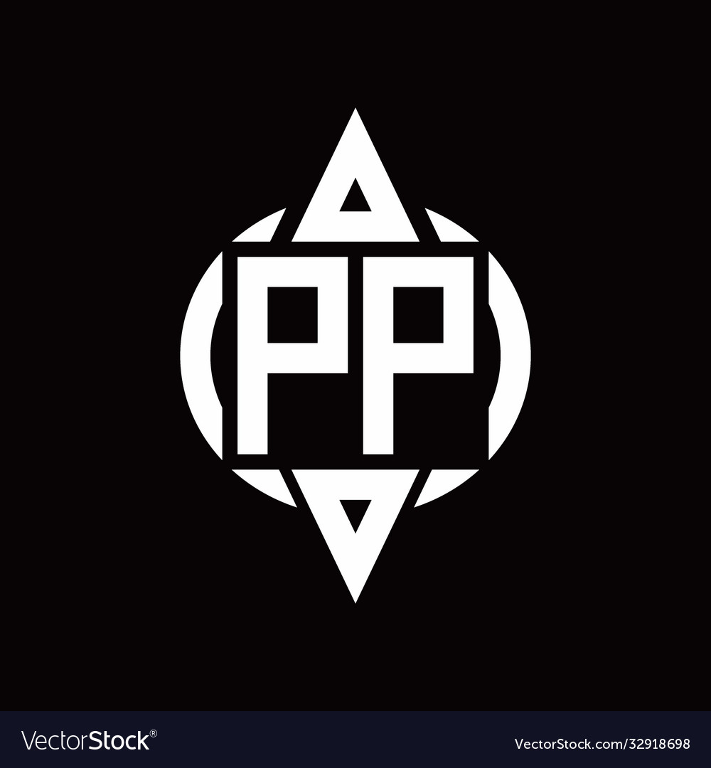 Pp logo with circle rounded combine triangle top