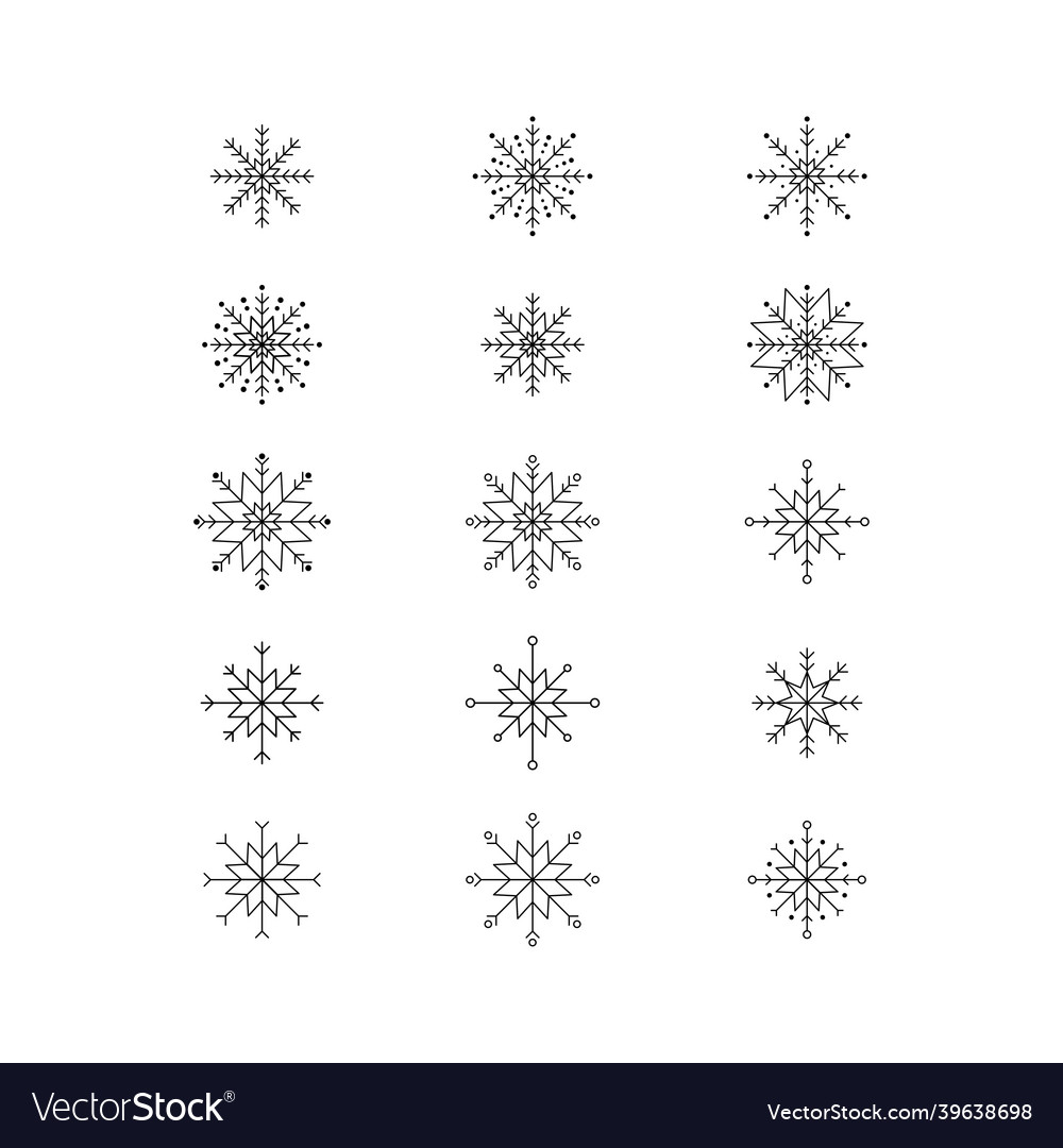 Set of abstract snowflakes design elements