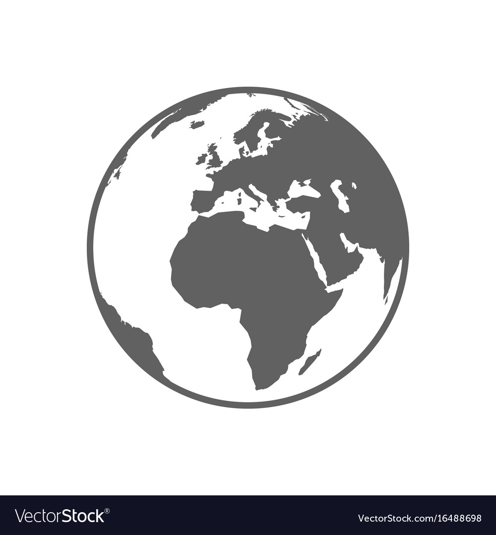 White and gray flat globe symbol Royalty Free Vector Image