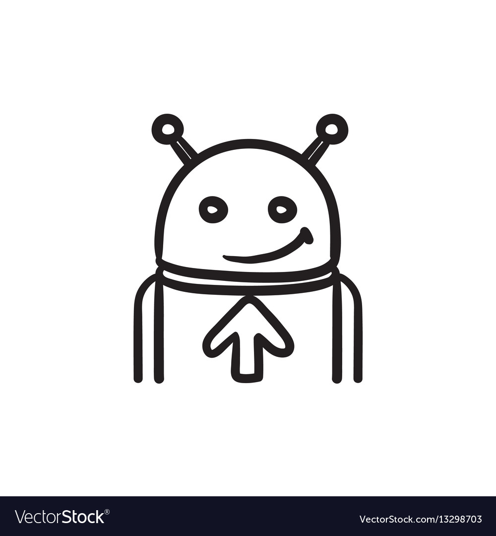 Android with arrow up sketch icon