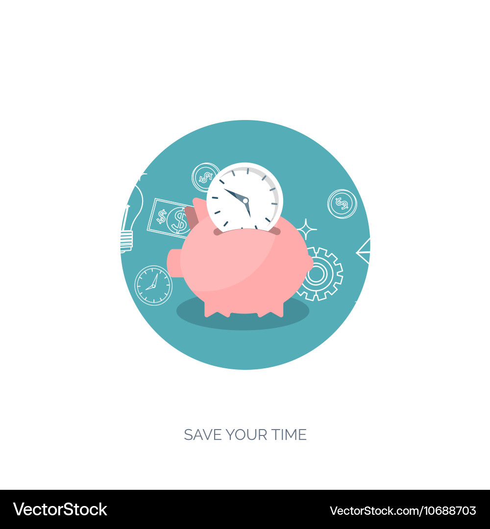 Clock flat icon world time Royalty Free Vector Image
