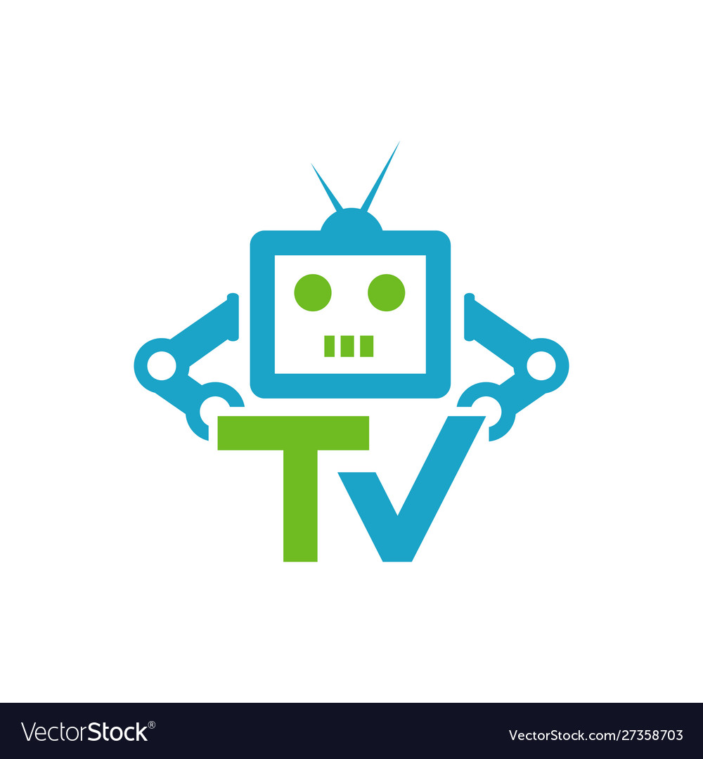 Creative Tv Robot Logo Design Creative Concept Vector Image