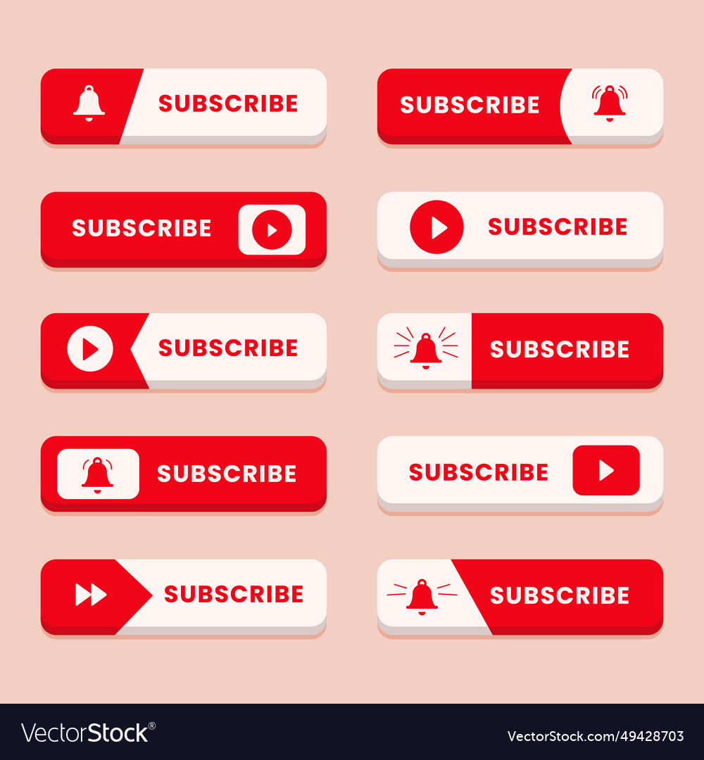 Design subscribe button ui set isolated on white Vector Image Design subscribe button ui set isolated on white