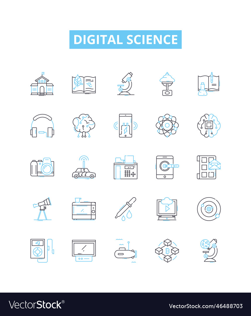 Digital science line icons set vector image Digital science line icons set