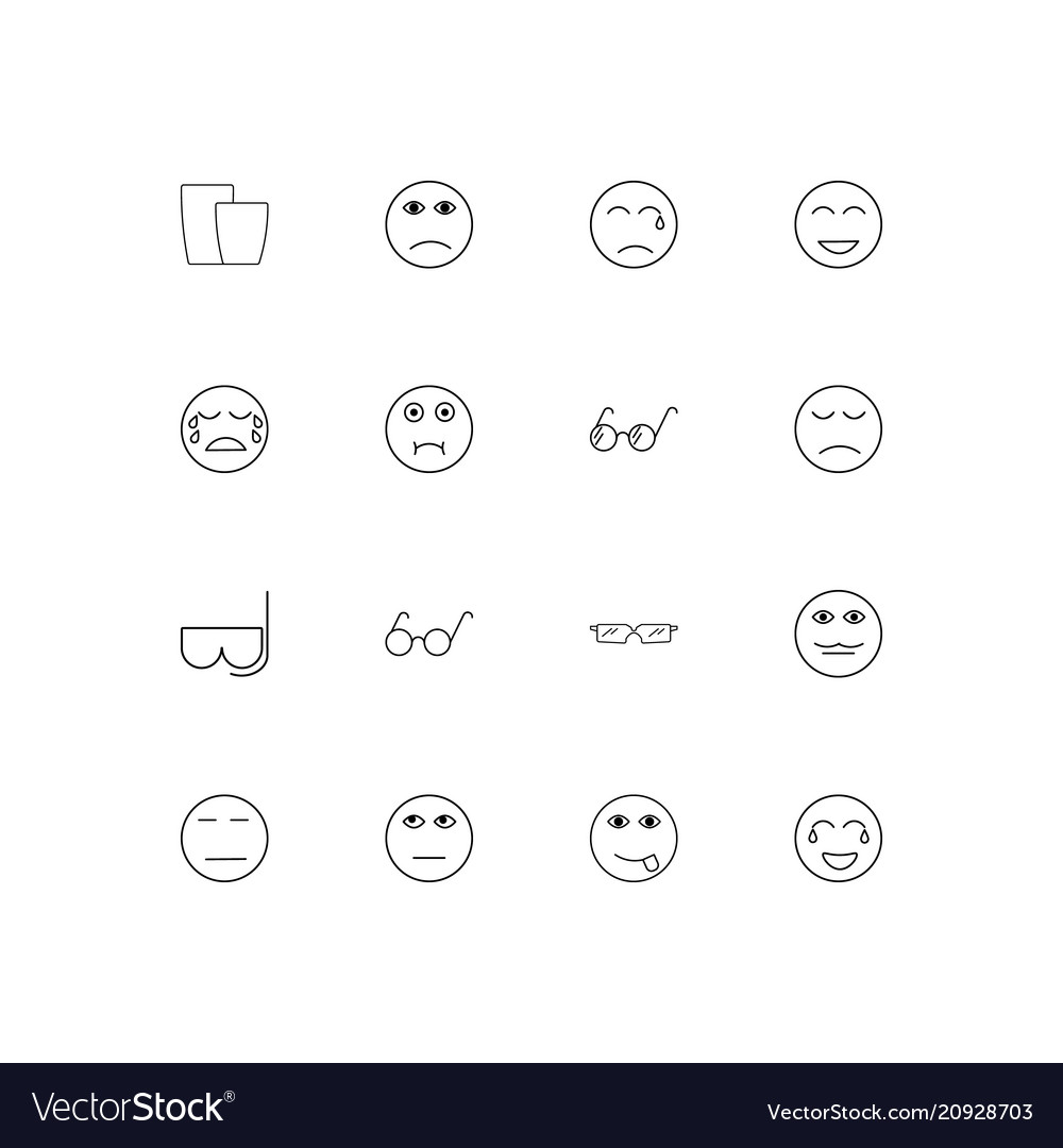 Emoticons linear thin icons set outlined simple
