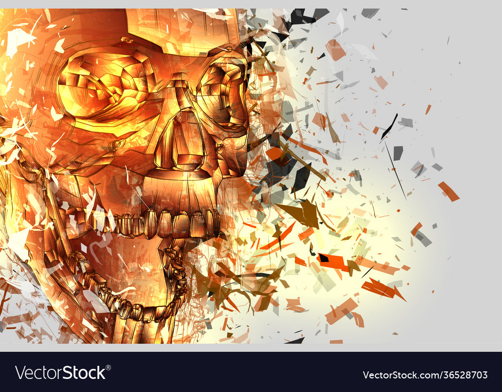 Exploded skull with splashes in all directions Vector Image Exploded skull with splashes in all directions