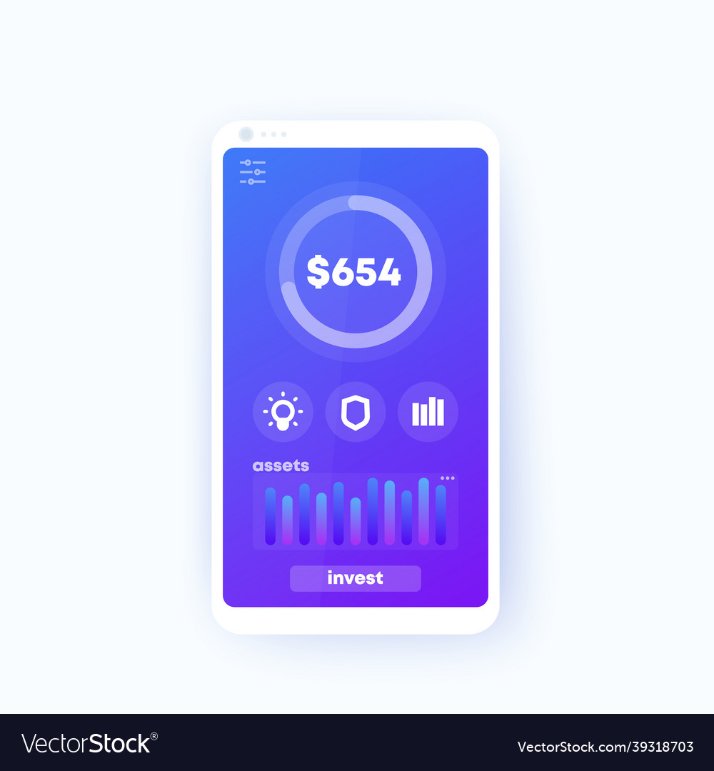 Finance app mobile ui design on phone screen