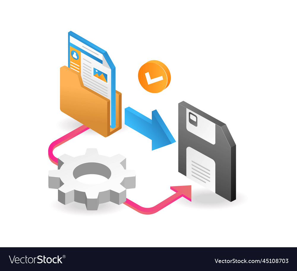 Flat isometric 3d of recovering error folder