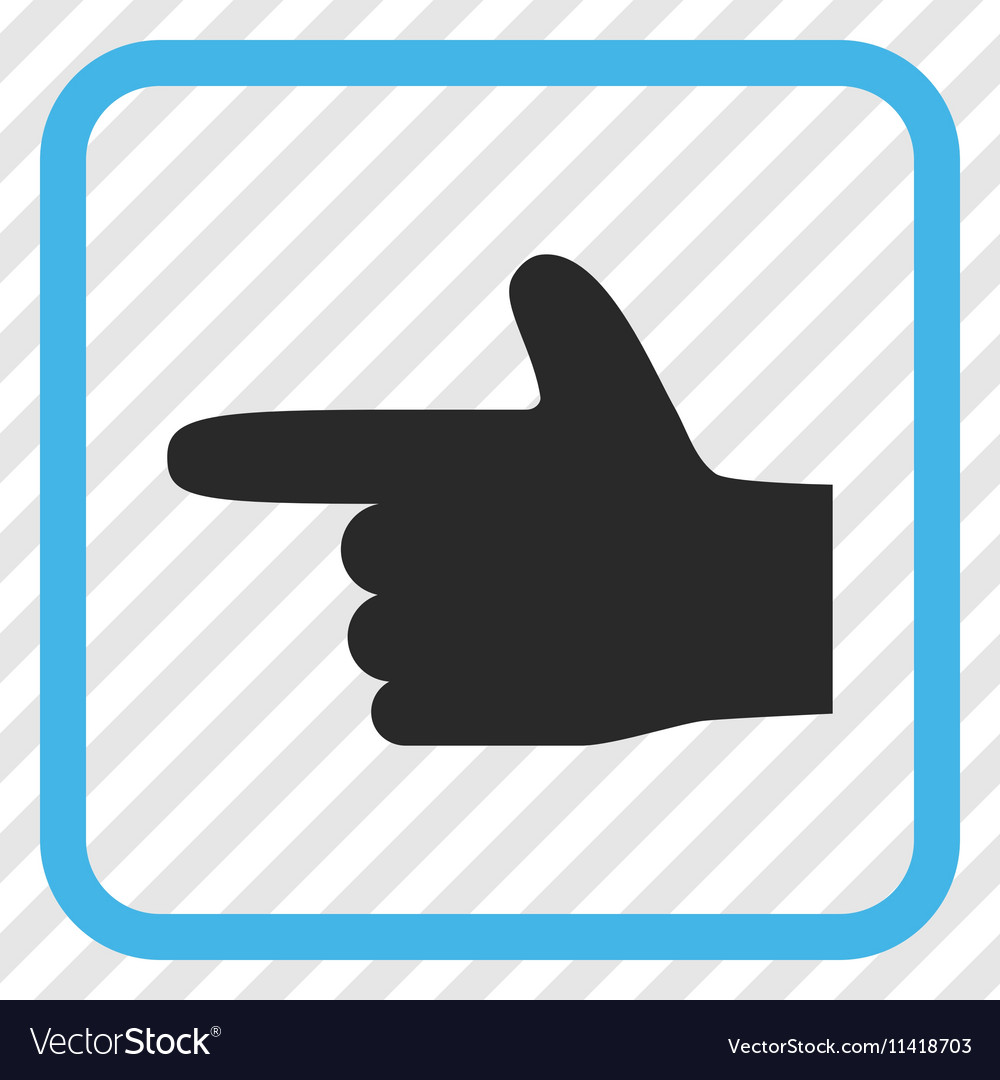 Hand pointer left icon in a frame
