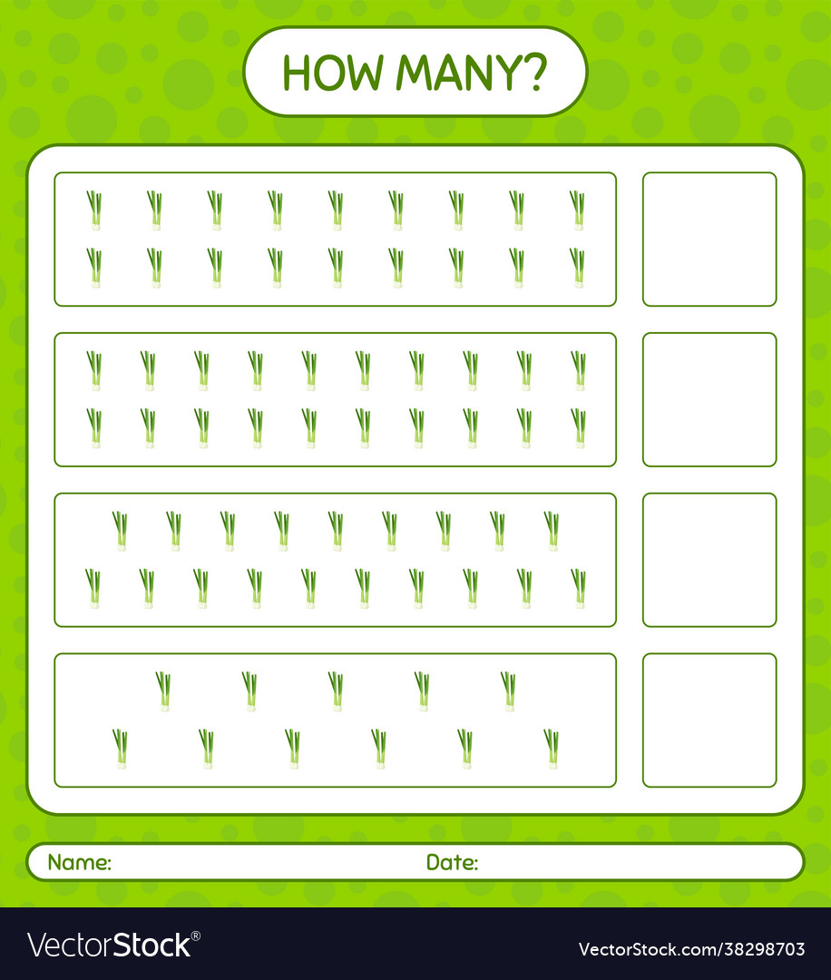 Wie viele zählen Spiel mit Frühling Zwiebel vector image Wie viele zählen Spiel mit Frühling Zwiebel