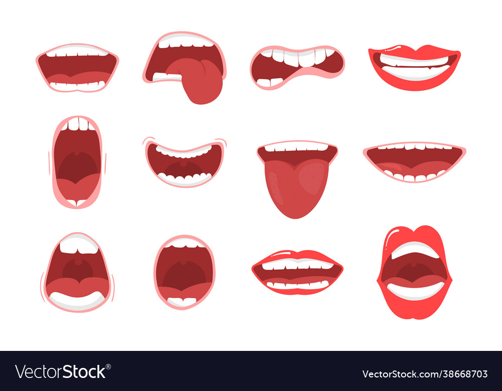 Mouth options with lips tongue and teeth