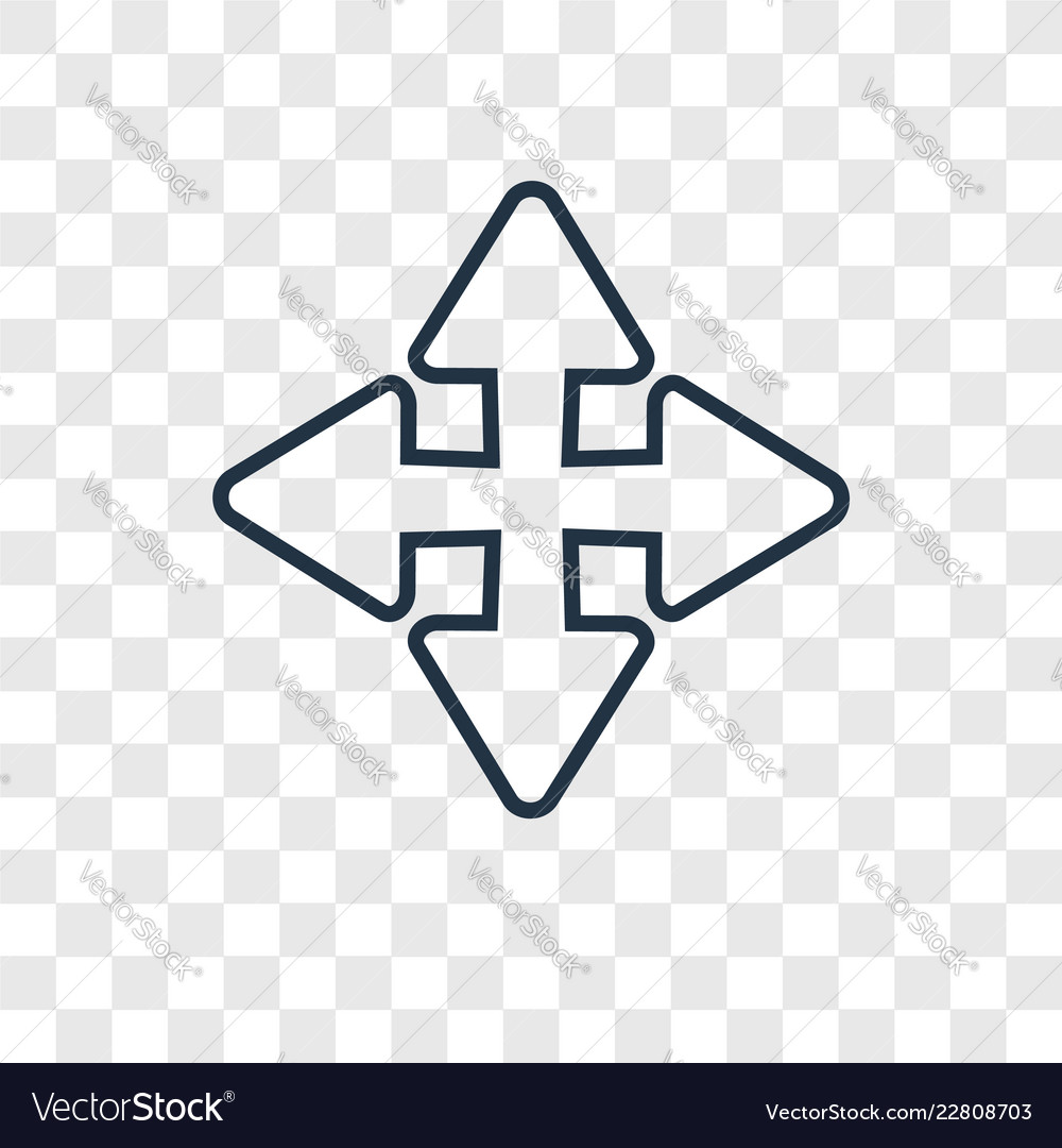Move concept linear icon isolated on transparent vector image Move concept linear icon isolated on transparent