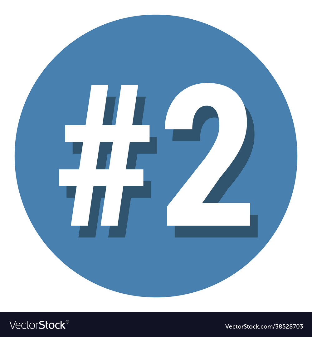 Number 2 two symbol sign in circle 2nd second Vector Image