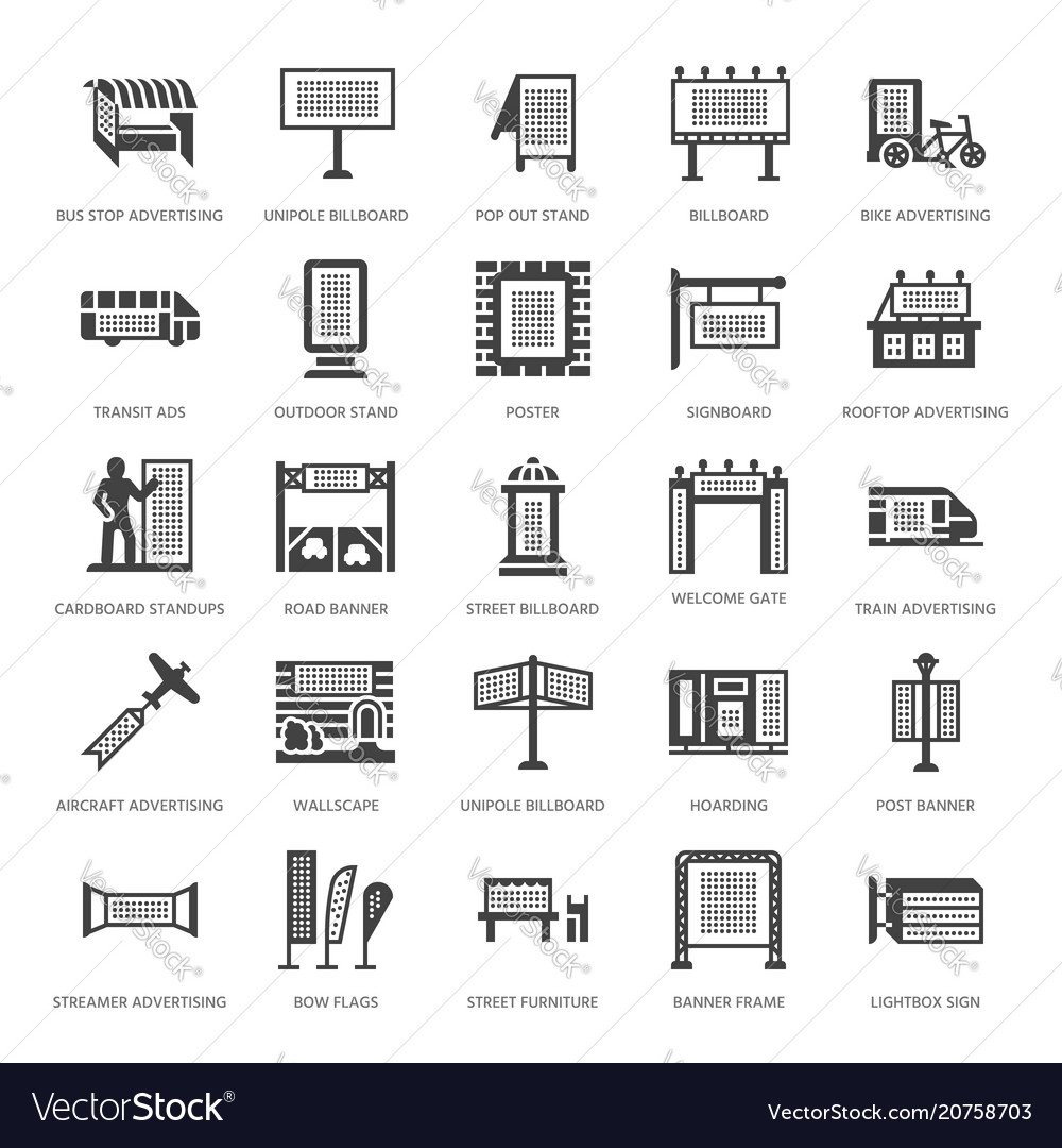Outdoor Advertising Commercial Marketing Flat Vector Image