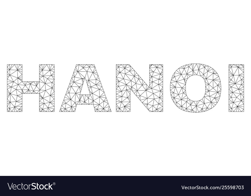 Polygonal wire frame hanoi text label vector image Polygonal wire frame hanoi text label