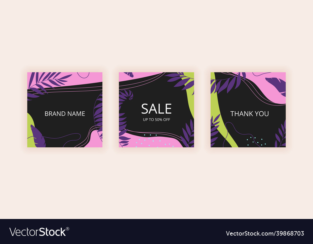 Set of editable abstract square banner template
