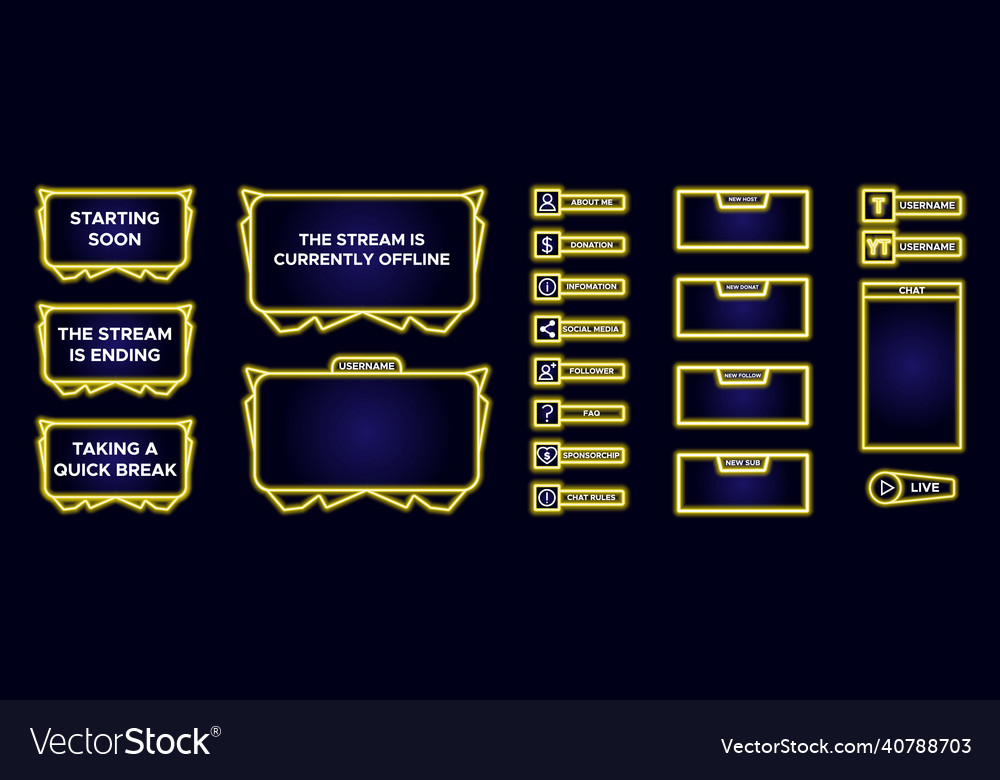 Set of modern design element for overlay game vector image Set of modern design element for overlay game