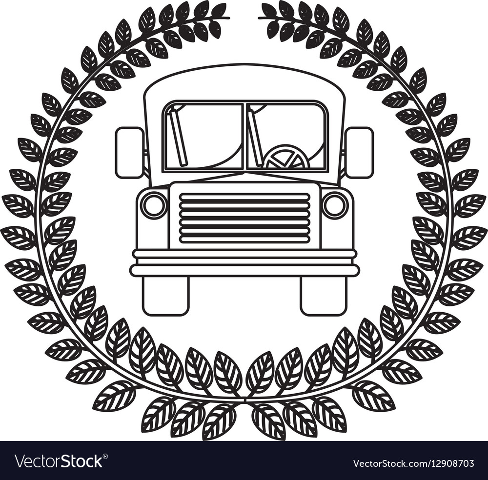 Silhouette crown of leaves with school bus