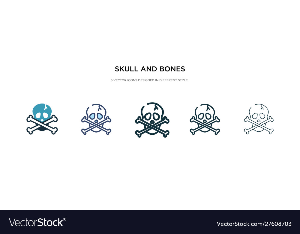 Skull and bones icon in different style two