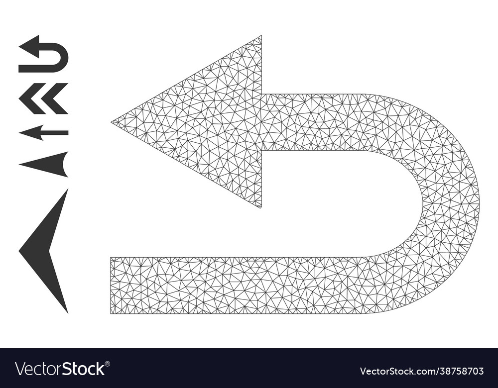 Web mesh turn left icon with simple pictograms vector image Web mesh turn left icon with simple pictograms