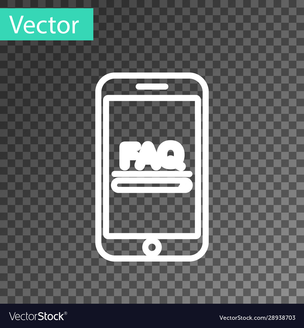 White line mobile phone with text faq information Vector Image White line mobile phone with text faq information