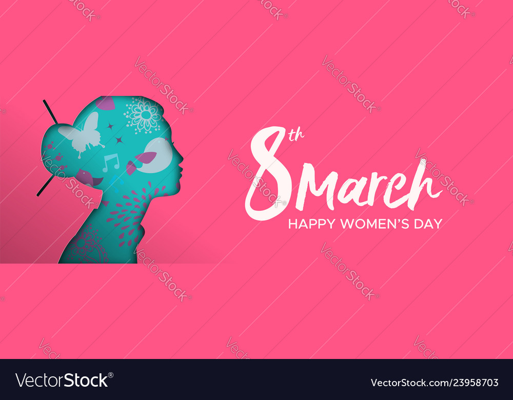 Womens Day Banner Of Paper Cut Chinese Woman Vector Image