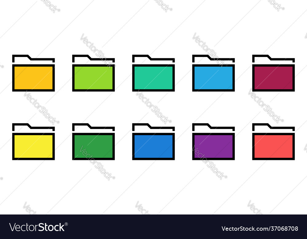 10 colorful folder icons set file flat line vector image 10 colorful folder icons set file flat line