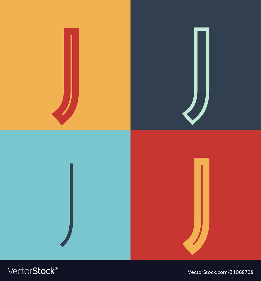 Art deco inspired letter j logo set with line