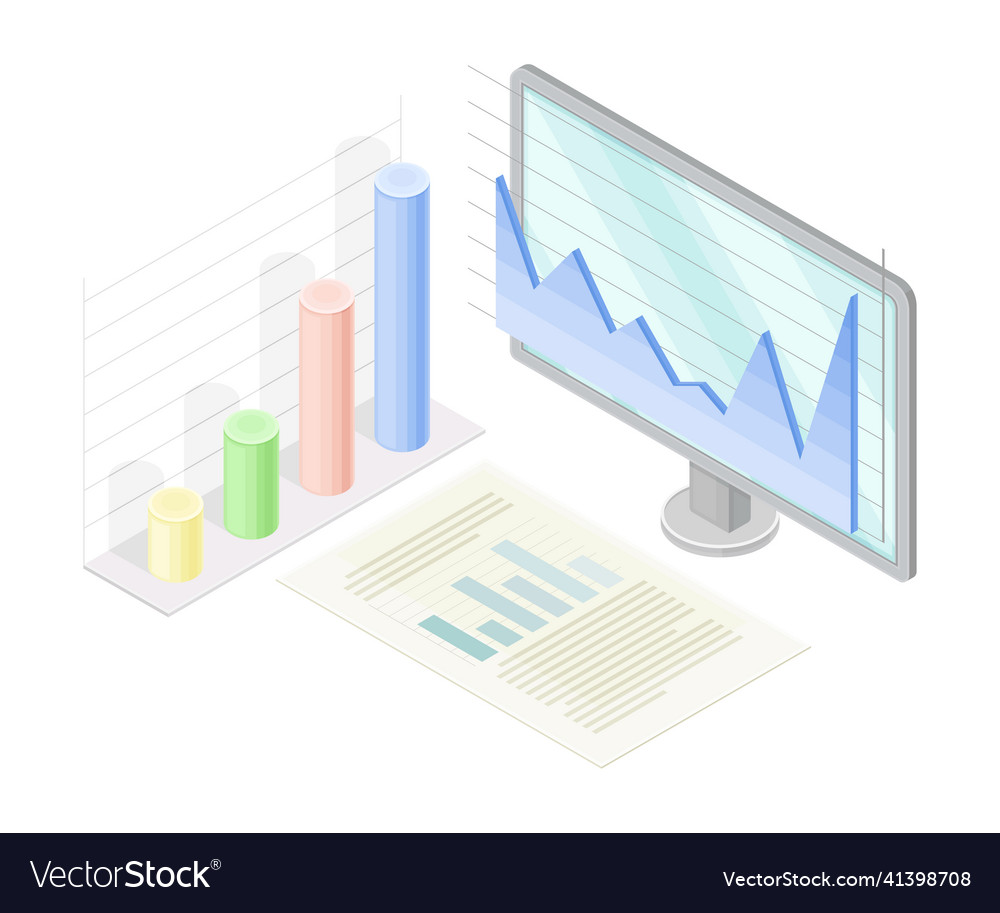 Data analytics information on computer screen vector image Data analytics information on computer screen