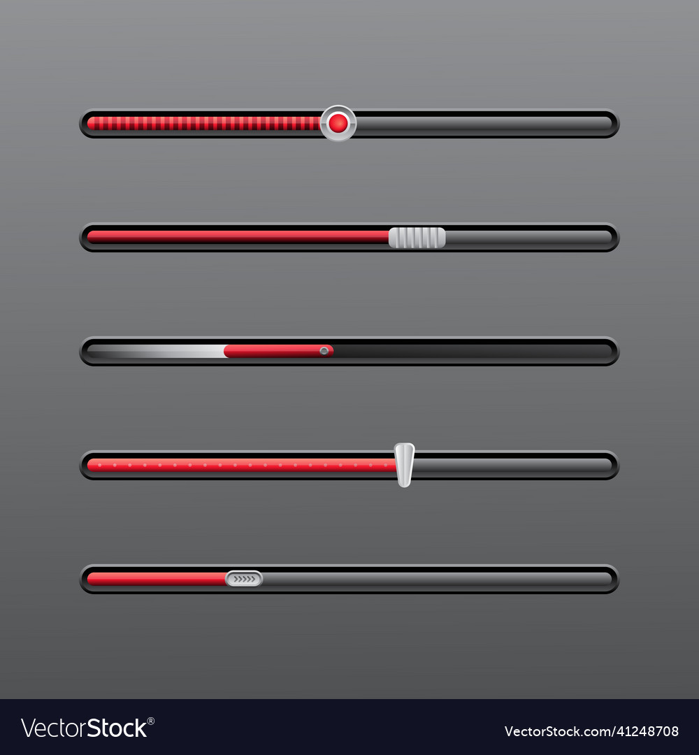 Gradient colored ui sliders set vector image Gradient colored ui sliders set