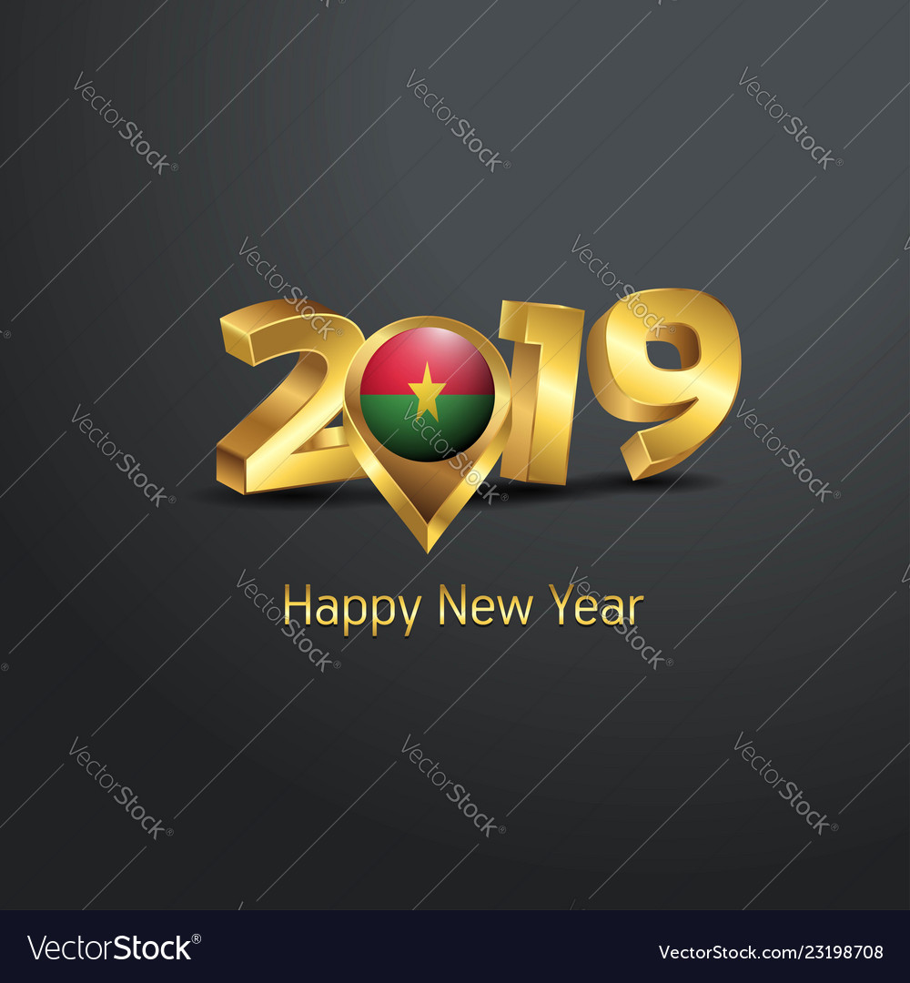 Happy new year 2019 golden typography